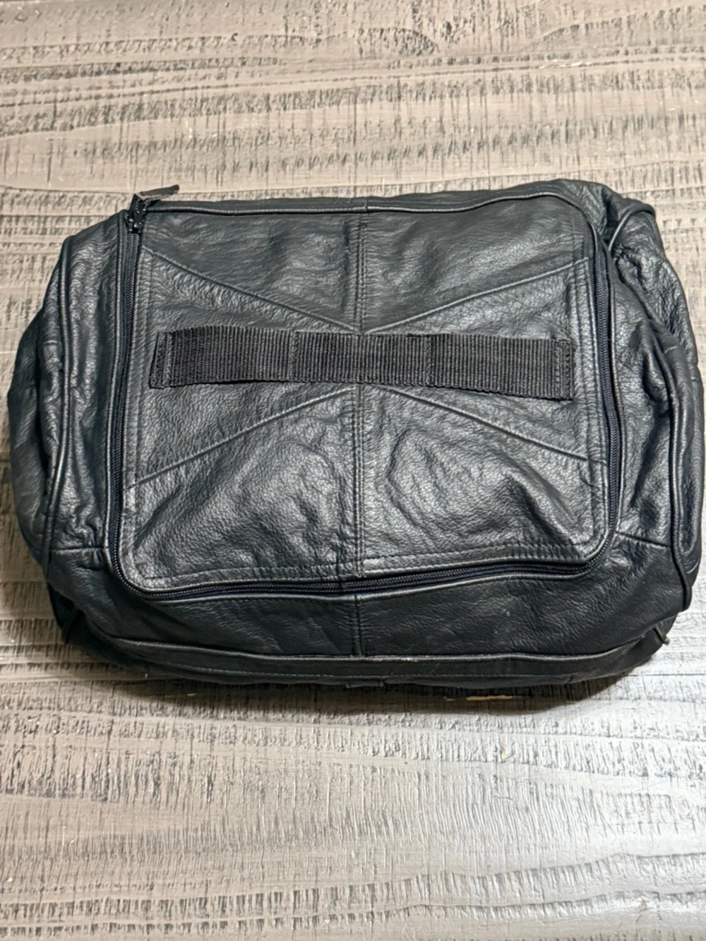 Men's Black Leather Patchwork Travel Bag